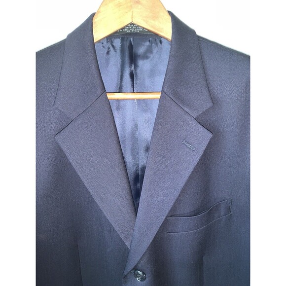 Jones New York Wool Blazer Jacket Mens 42R Blue Padded 3 Button Single Breasted - Picture 2 of 8